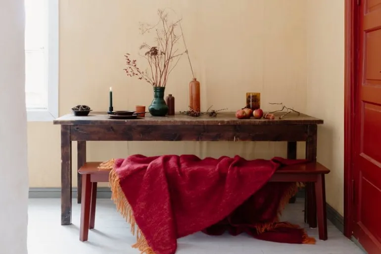 Lapuan Kankurit Revontuli mohair blanket, rust - bordeaux