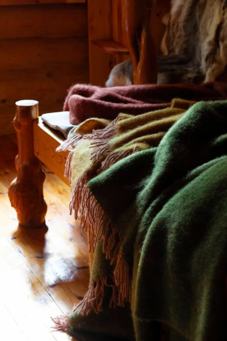 Lapuan Kankurit Revontuli mohair blanket, powder - ochre