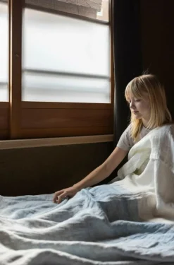 Lapuan Kankurit Saari table cloth/throw, 145 x 200 cm, white - blue