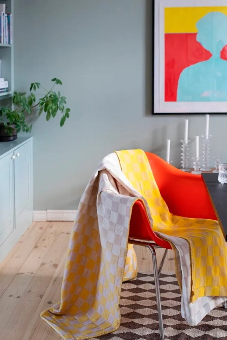 Lapuan Kankurit Shakki throw, beige - yellow - white