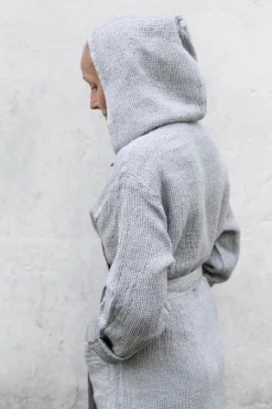Lapuan Kankurit Terva bathrobe with hood, white - grey