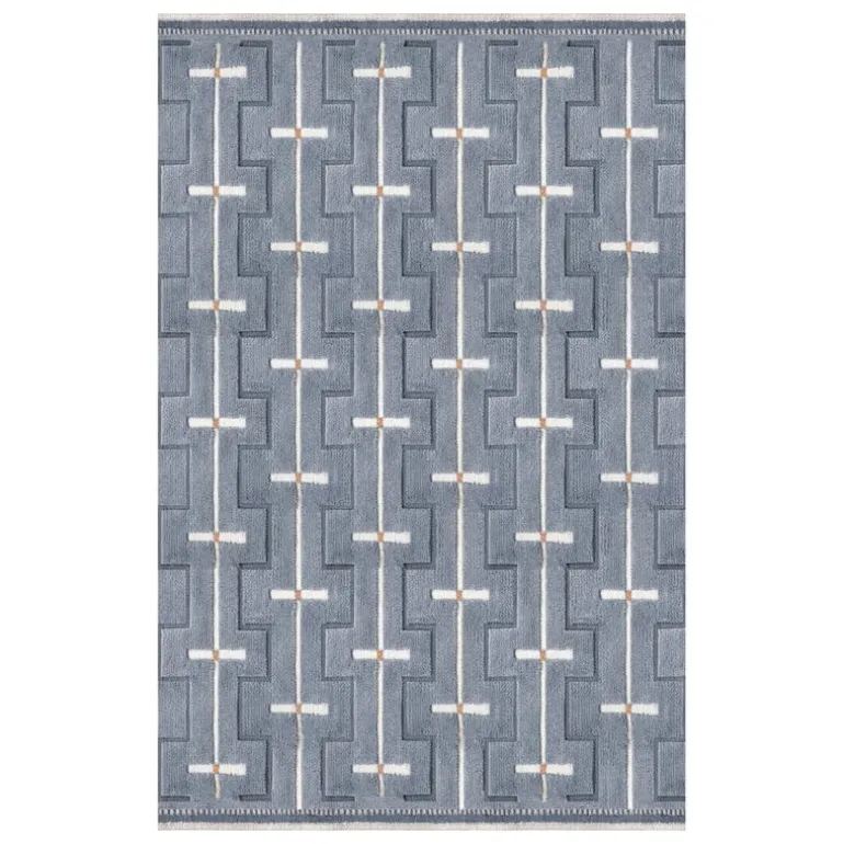 LAYERED Johanna wool rug, sky blue
