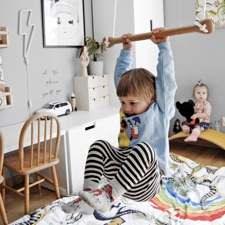 Lillagunga Bone trapeze, oak - white rope