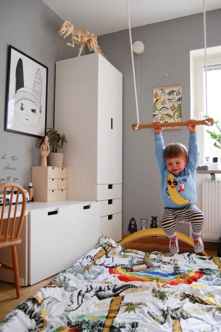 Lillagunga Bone trapeze, oak - white rope