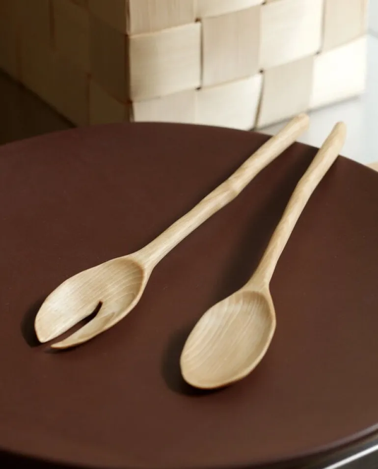 Lokal Helsinki Lehti salad servers, birch