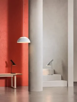 Louis Poulsen AJ table lamp, polished stainless steel