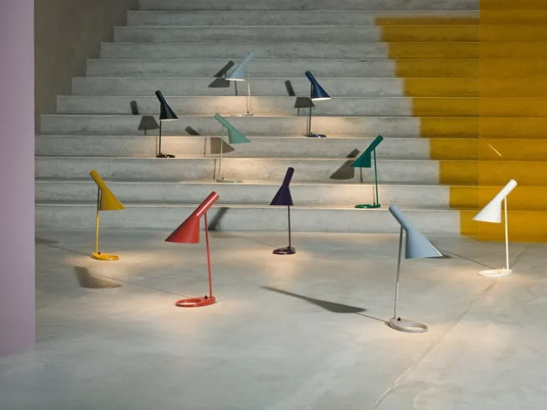 Louis Poulsen AJ table lamp, polished stainless steel