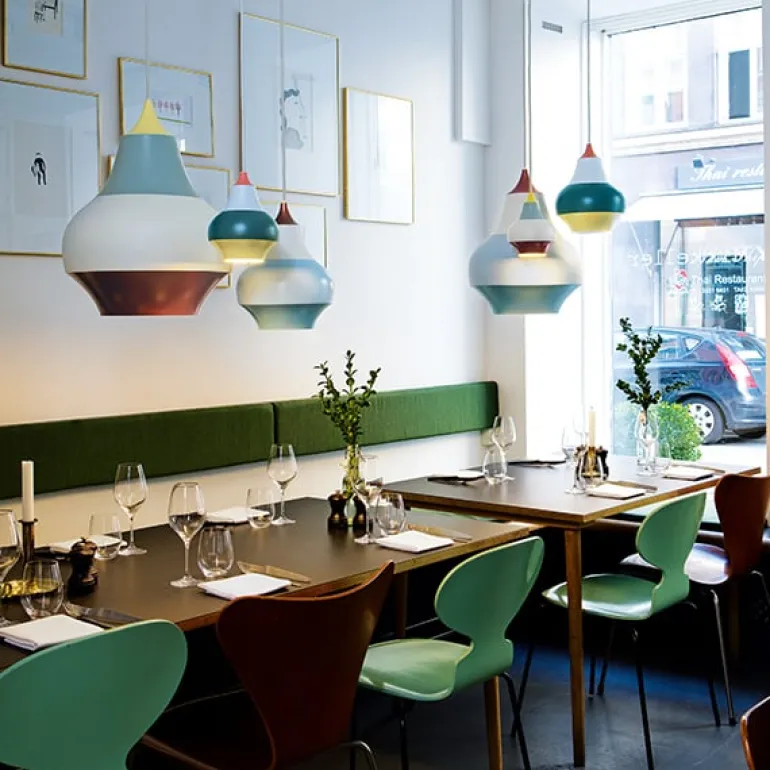 Louis Poulsen Cirque pendant, 38 cm, red top