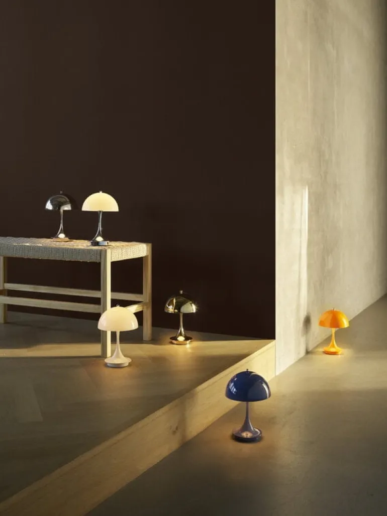 Louis Poulsen Panthella 160 Portable V3 table lamp, opal grey - chrome