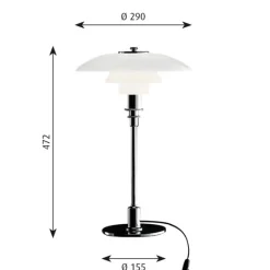 Louis Poulsen PH 3/2 table lamp, chrome plated