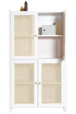 Lundia Classic cabinet w/ rattan doors, 84 x 149 cm, white lacquered