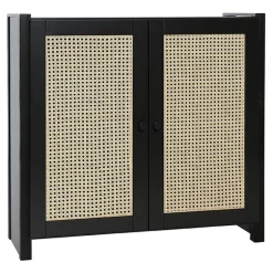 Lundia Classic cabinet w/ rattan doors, 84 x 79 cm, black lacquered