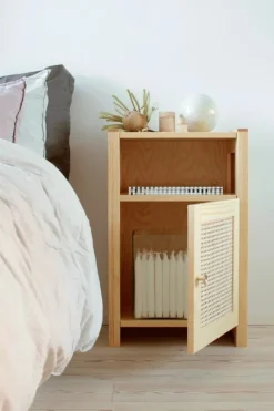 Lundia Classic nightstand with door, pine - rattan