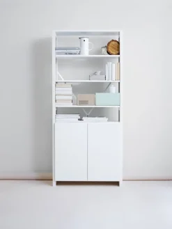 Lundia Classic shelf with doors, high, white