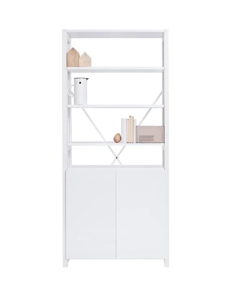 Lundia Classic shelf with doors, high, white
