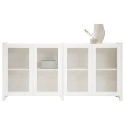 Lundia Classic sideboard with reeded glass doors, white lacquered