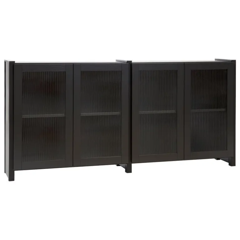 Lundia Classic sideboard with reeded glass doors, black lacquered