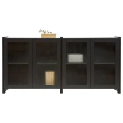 Lundia Classic sideboard with reeded glass doors, black lacquered