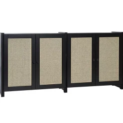 Lundia Classic sideboard w/ rattan doors, black lacquered