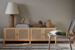 Lundia Classic TV stand w/ rattan doors, natural