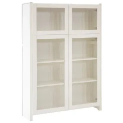 Lundia Classic vitrine, reeded glass, 104 x 149 cm, white lacquered