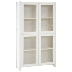 Lundia Classic vitrine, reeded glass, 84 x 149 cm, white lacquered
