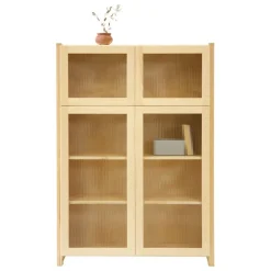 Lundia Classic vitrine, reeded glass, 104 x 149 cm, natural