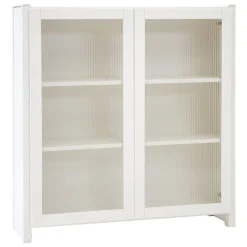 Lundia Classic vitrine, reeded glass, 104 x 109 cm, white lacquered