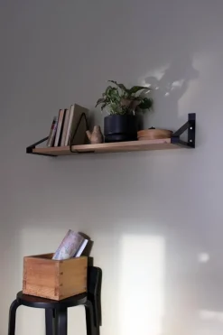 Lundia Classic wall shelf, 80 x 30 cm, black - brown