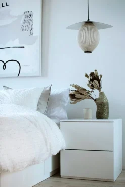 Lundia Fuuga nightstand with two drawers, white