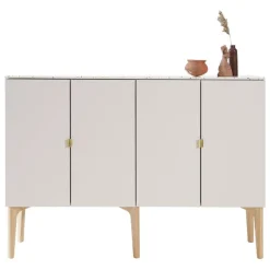Lundia Fuuga sideboard, 128 cm, cashmere - Terrazzo - oak - brass