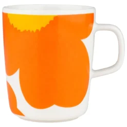 Marimekko Oiva - Iso Unikko 60th Anniversary mug, 2,5 dl, white-orange-yel