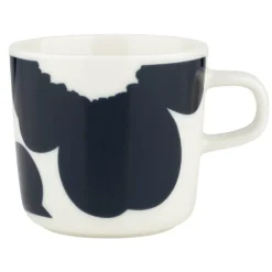 Marimekko Oiva - Iso Unikko coffee cup, 2 dl, white - dark blue