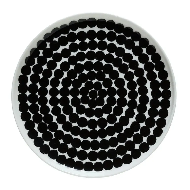 Marimekko Oiva - Siirtolapuutarha plate 20 cm, black - white