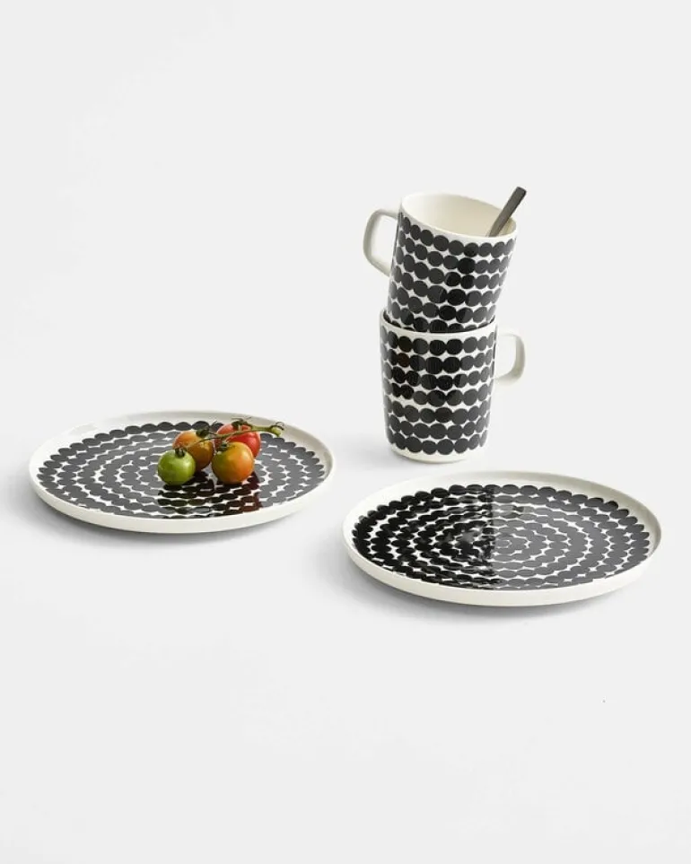 Marimekko Oiva - Siirtolapuutarha plate 20 cm, black - white