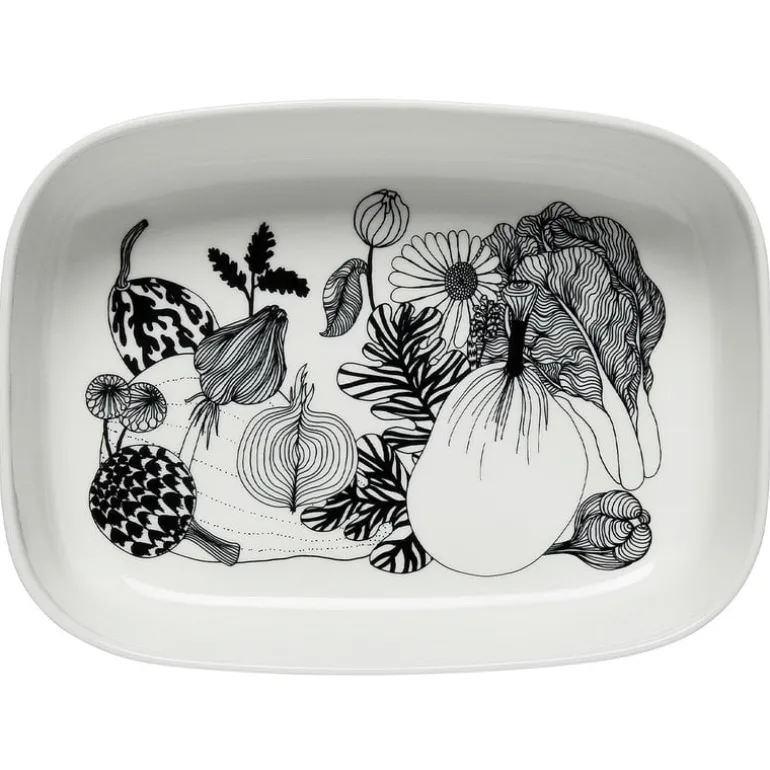 Marimekko Oiva - Siirtolapuutarha serving dish, white-black