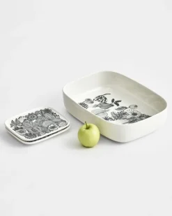 Marimekko Oiva - Siirtolapuutarha serving dish, white-black