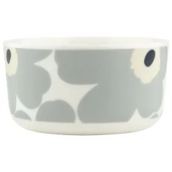 Marimekko Oiva - Unikko bowl, 5 dl, white - light grey - sand - dark blue
