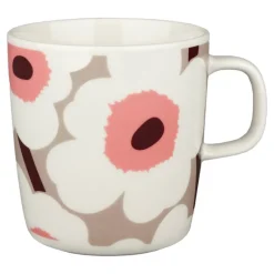 Marimekko Oiva - Unikko mug, 4 dl, white - clay - powder - red