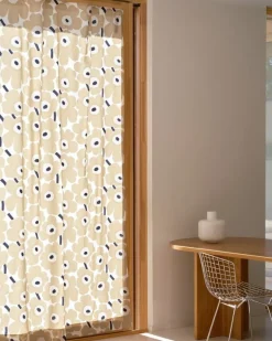 Marimekko Pieni Unikko curtain, 135 x 250 cm, off white-beige-dark blue