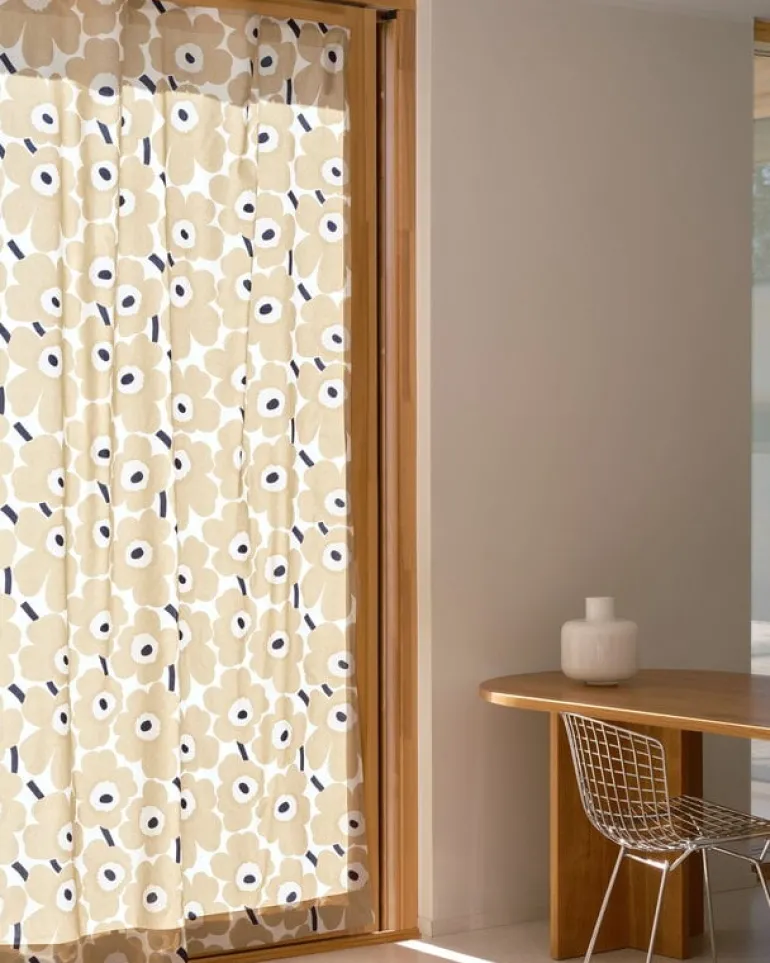 Marimekko Pieni Unikko curtain, 135 x 250 cm, off white-beige-dark blue