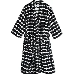Marimekko Räsymatto bathrobe, black - white