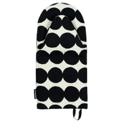 Marimekko Räsymatto oven mitten, black - cotton linen