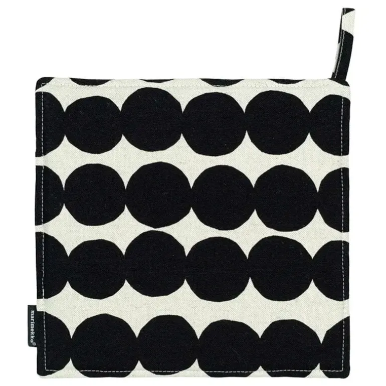 Marimekko Räsymatto pot holder, black - cotton linen