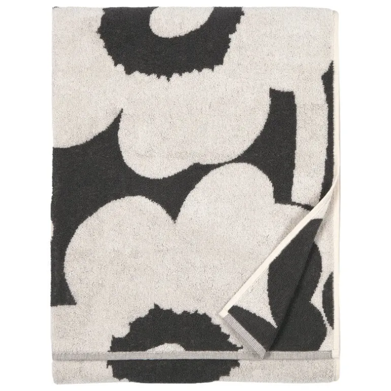 Marimekko Unikko bath towel, grey - off-white
