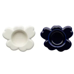 Marimekko Unikko candle holder, set of 2, cobalt blue - white