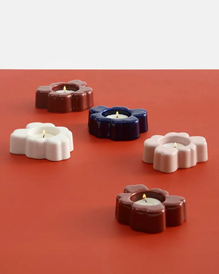 Marimekko Unikko candle holder, set of 2, cobalt blue - white