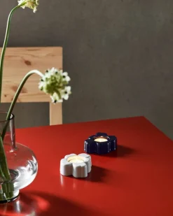 Marimekko Unikko candle holder, set of 2, cobalt blue - white