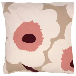 Marimekko Unikko cushion cover, 50 x 50 cm, beige - linen - rose