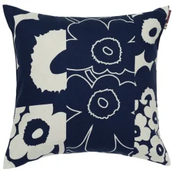 Marimekko Unikko Kollaasi cushion cover, 50 x 50 cm, linen - dark blue